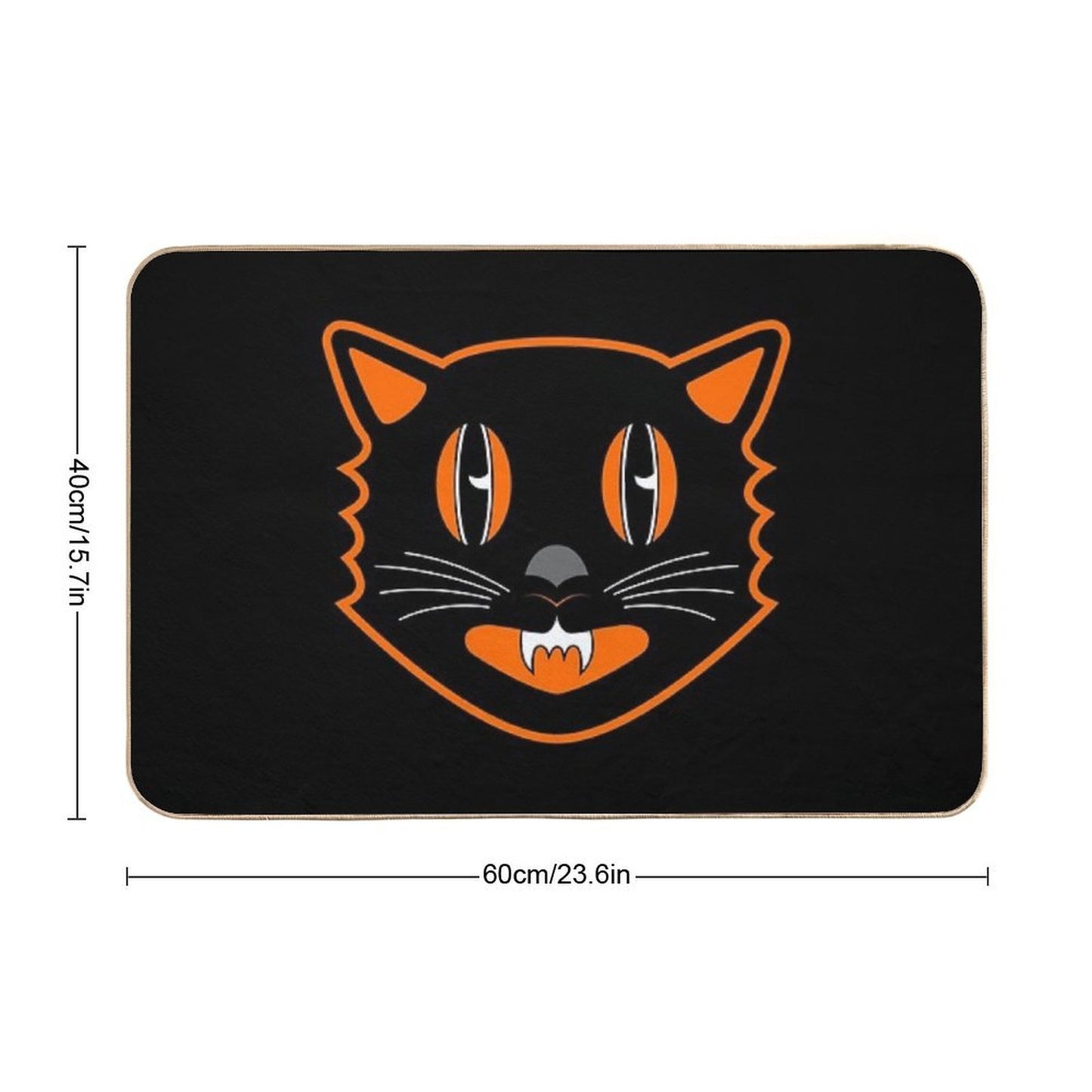 Vintage Halloween Black Cat - Scaredy Cat  Stain-Proof Bath Mat