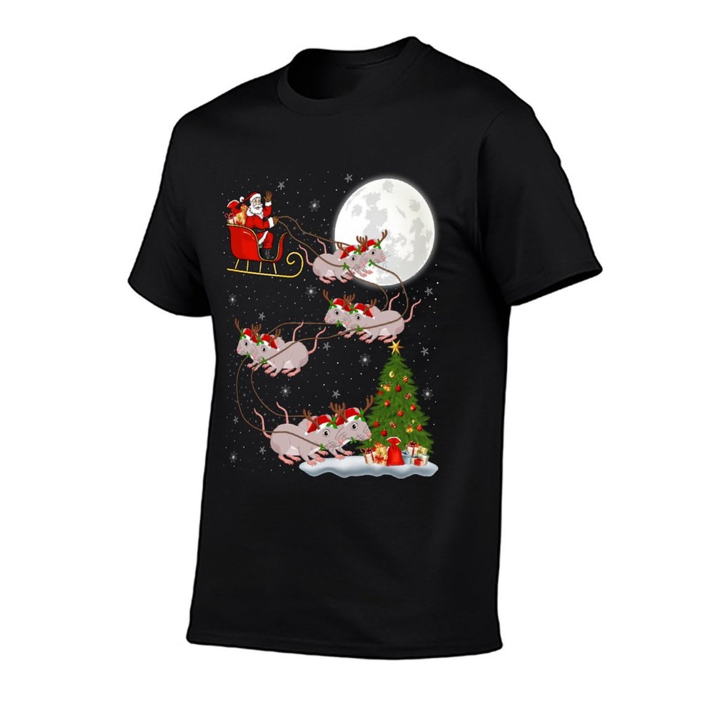 Rats Santa Sleigh Flying Funny Magical Christmas  Slim-fit Cut T-Shirt