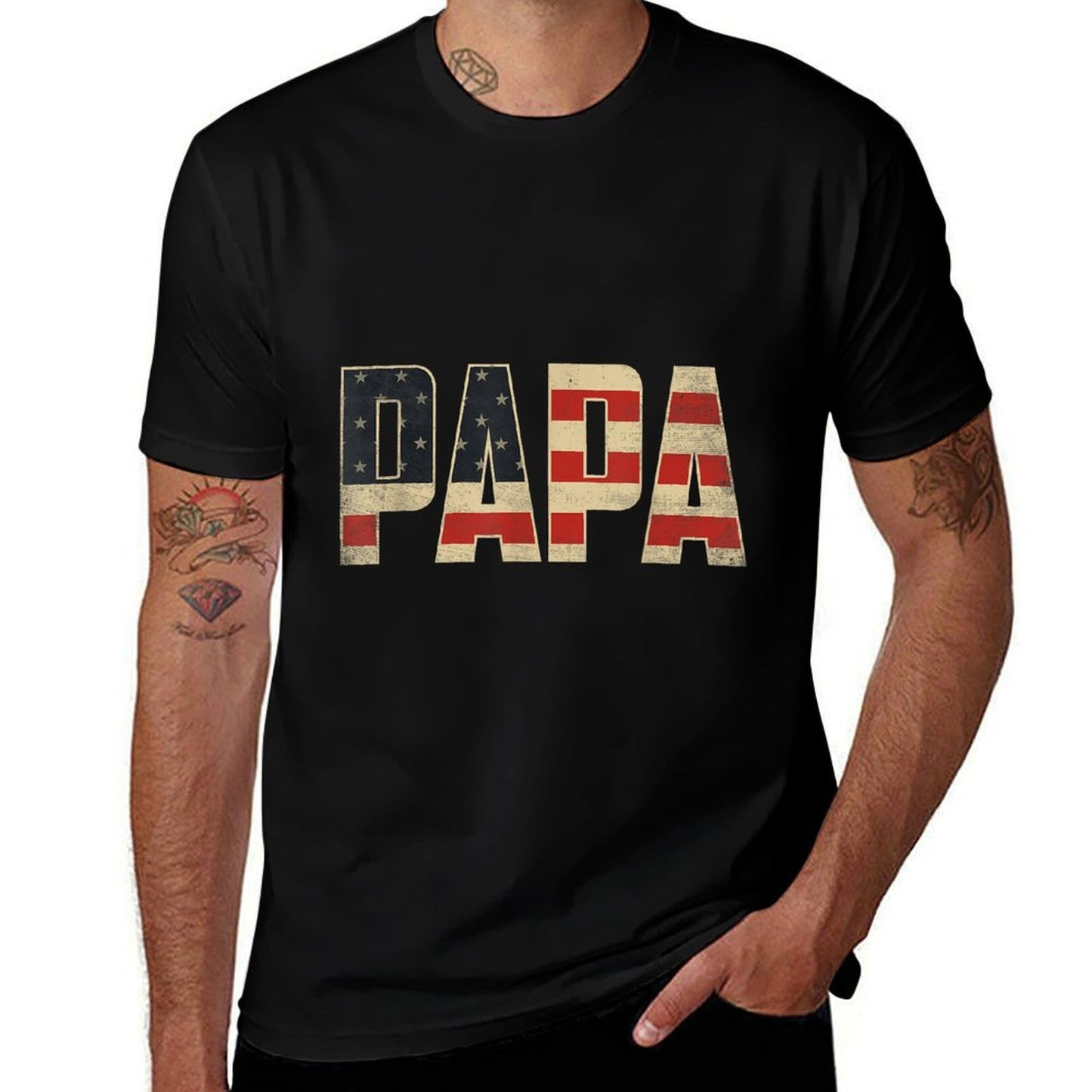 Papa Bold Patriotic American Father’s Day Papa  Versatile T-Shirt