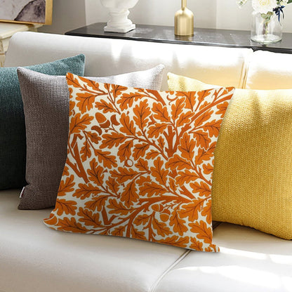 William Morris Oak Leaves, Rust Orange And Cream Soft Home Decor Throw Pillow
