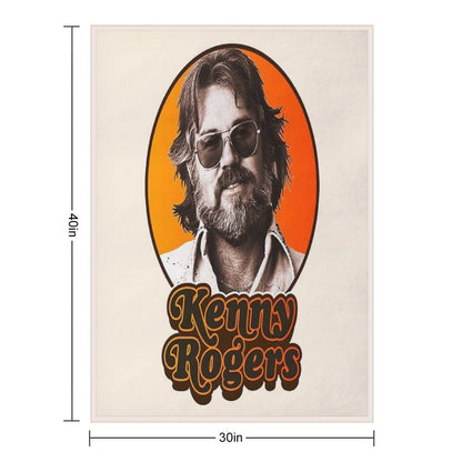 Retro Kenny Rogers Country Tribute Plush Throw Blanket