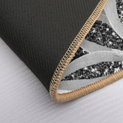 Gray Agave with Black Silver Glam #1 (Photo of Glitter Only - Not Reflective)  Slip-Resistant Bath Mat