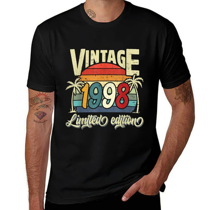 Vintage 1998 27th Birthday Limited Edition 27 Years Old Bday  Ribbed Collar T-Shirt