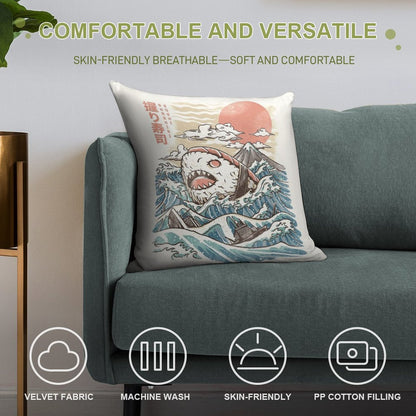 Sharkiri Sushi Soft Short Plush Fabric Throw Pillow