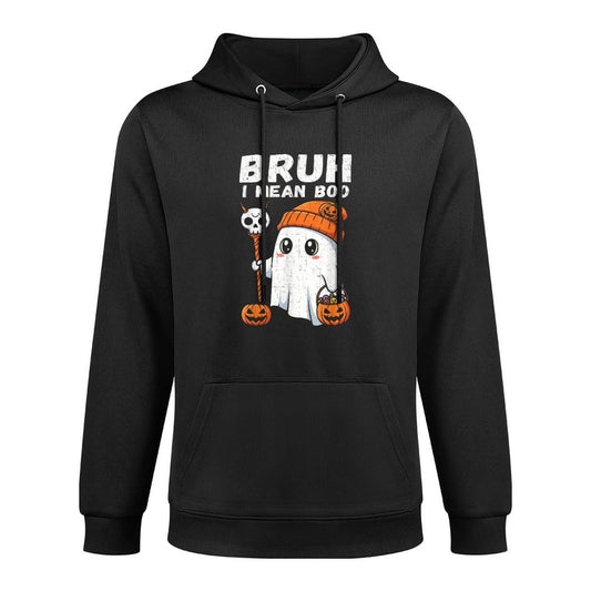 Bruh I Mean Boo Cute Boo Pumpkin Funny Halloween Men Women Layering Staple Hoodie
