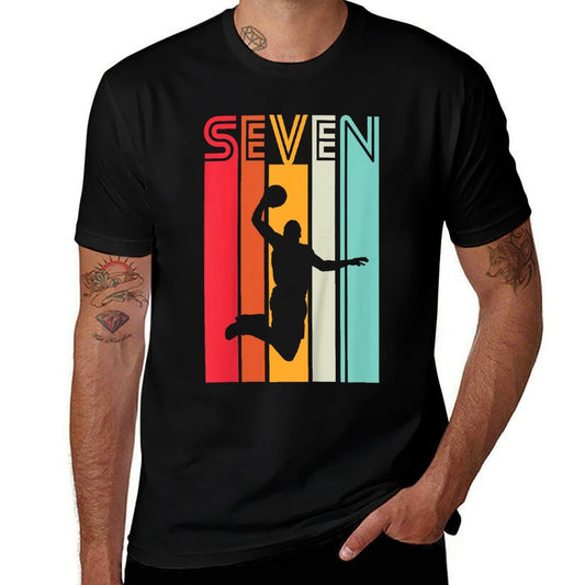Kids 7th Birthday Basketball Lover Gift 7 Years Old Retro  Versatile T-Shirt