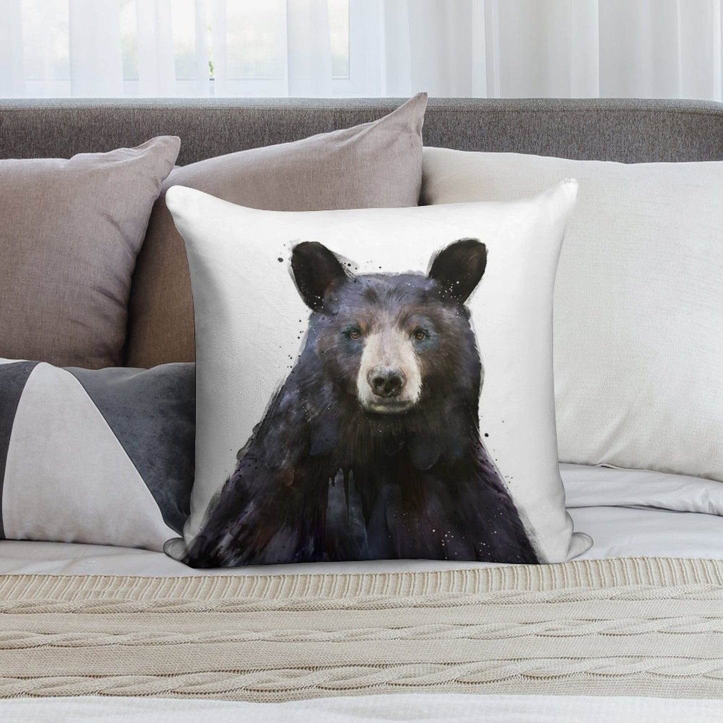 Black Bear Soft Style Accent Throw Pillow