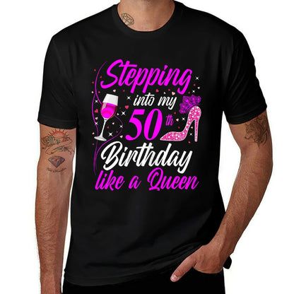 Stepping Into My 50th Birthday Like A Queen I 50th Birthday  Trendy Pattern T-Shirt