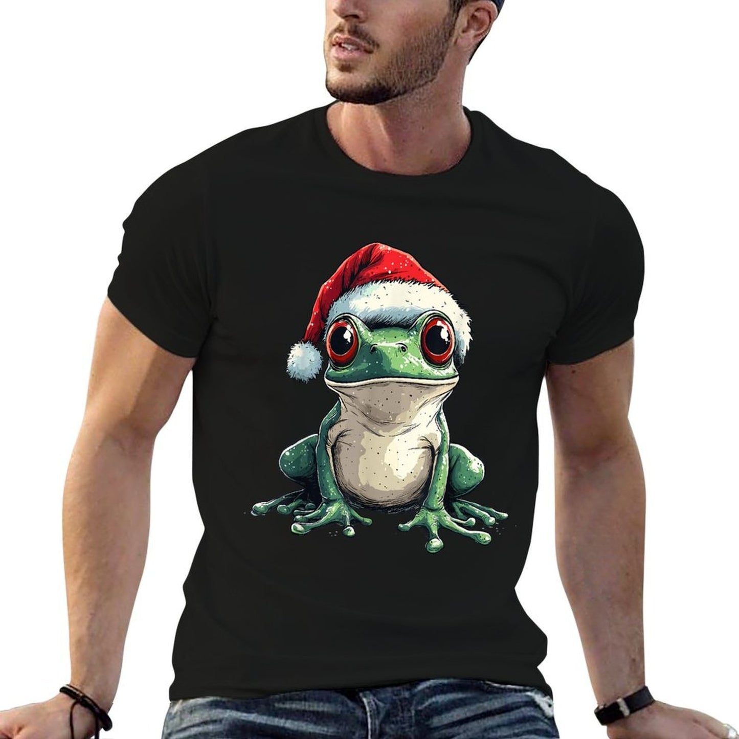 Funny Xmas Frog Lovers Pajama Frog Santa Hat Christmas  Versatile T-Shirt