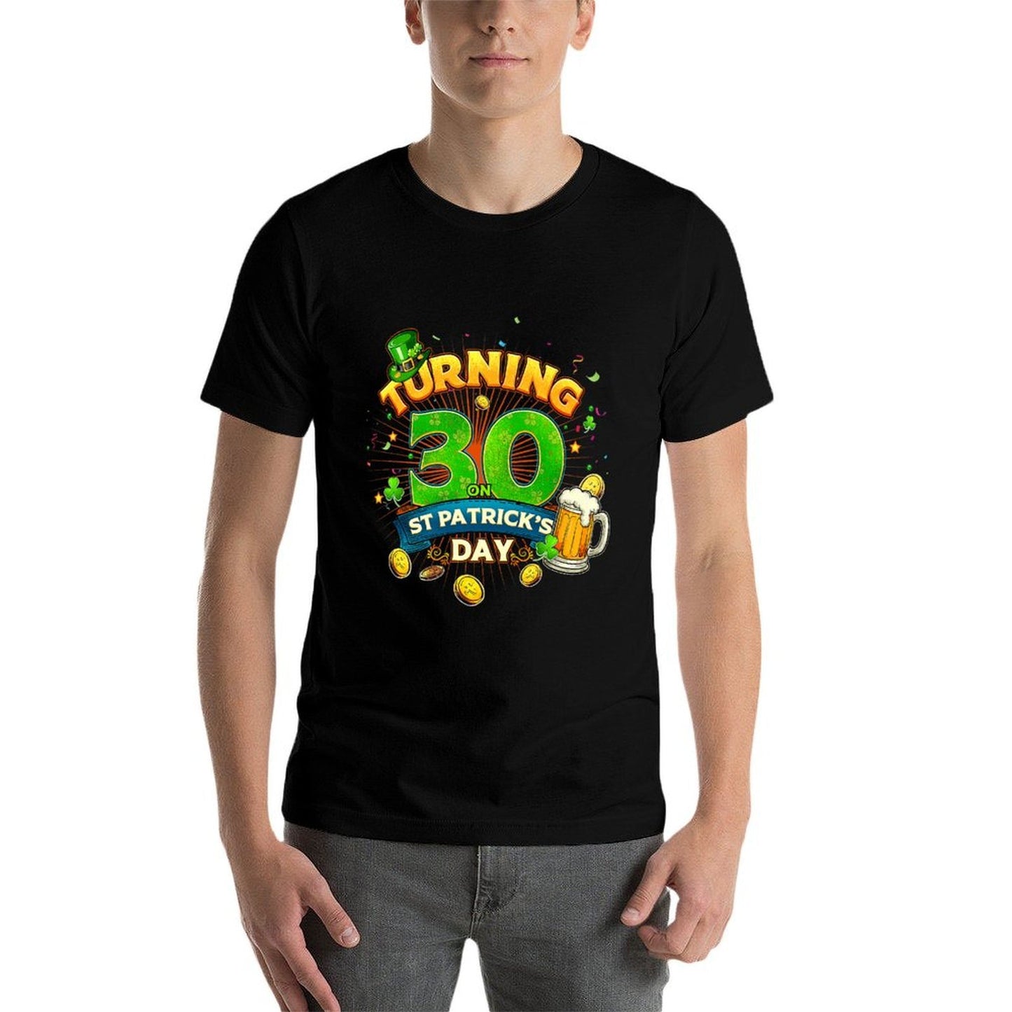 Turning 30 on St. Patrick’s Day 30th Birthday Shenanigans Premium  Tagless Design T-Shirt