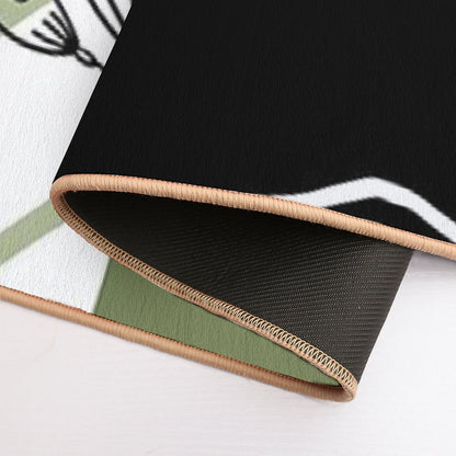 Sage, White And Black Retro Abstract Boho Design  Growing  Long-Lasting Bath Mat