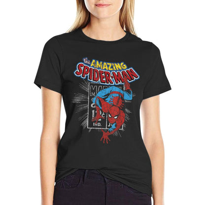 Marvel The Amazing Spider-Man Vintage Comic Poster Slim-fit Cut T-Shirt