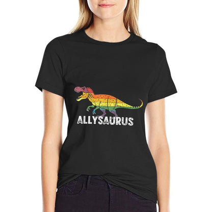 Allysaurus T-Rex Dinosaur LGBT Pride Month Rainbow Ally  Moisture-wicking T-Shirt