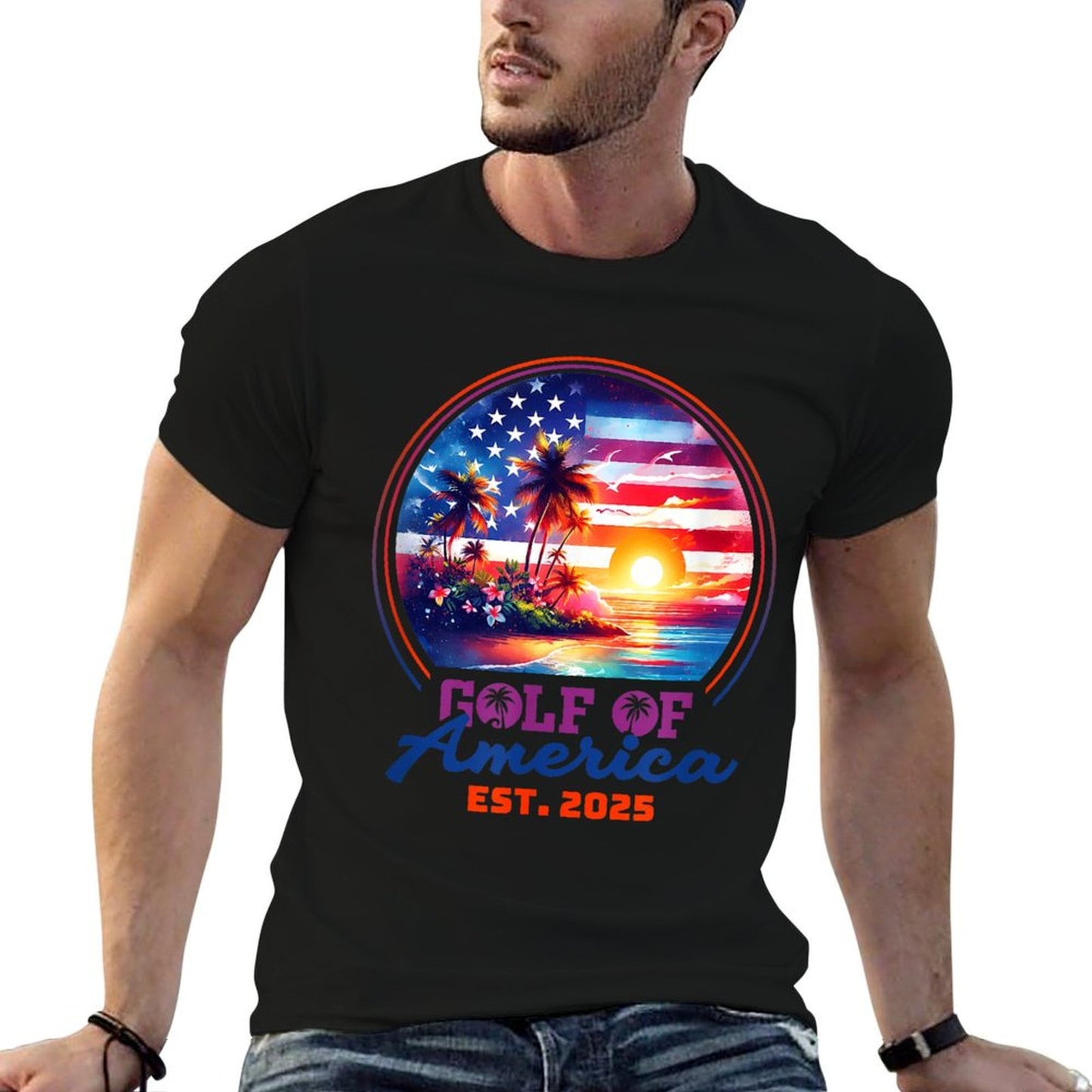 Funny USA America Shirt Gulf Of Us America Est 2025 Polyester Blend T-Shirt