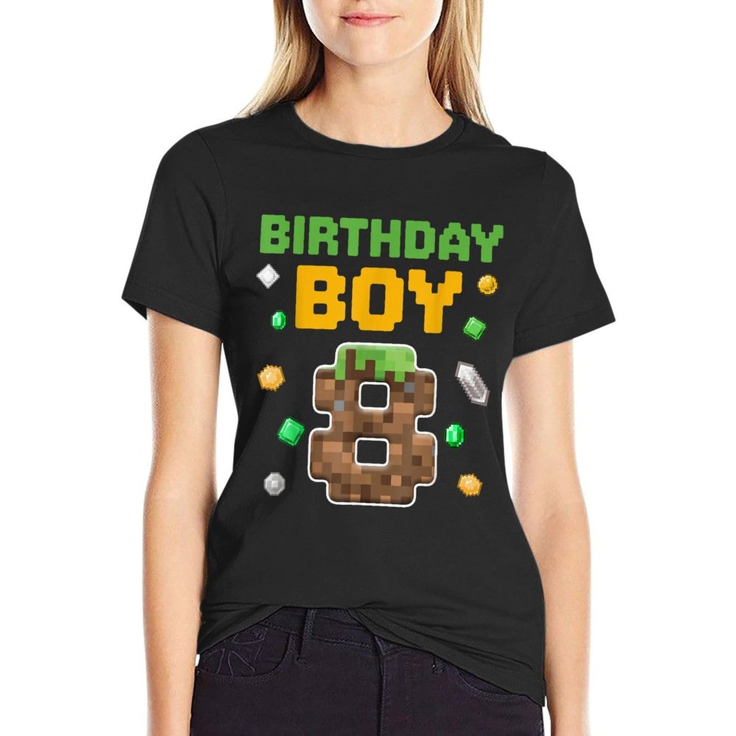 Birthday Boy 8th Birthday 8 Year Old Birthday Boy  Trendy Pattern T-Shirt