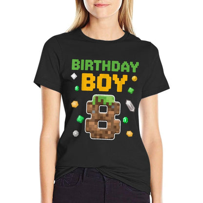 Birthday Boy 8th Birthday 8 Year Old Birthday Boy  Trendy Pattern T-Shirt