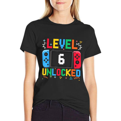 Level 6 Unlocked Birthday Video Gamer 6th Birthday Kids Boys  Heathered Texture T-Shirt