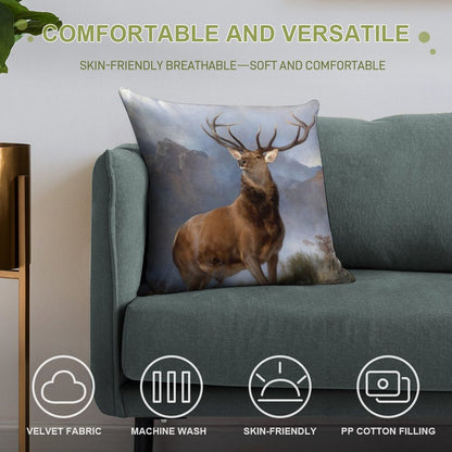 The Monarch of The Glen by Edwin Landseer Soft Durable Construction Throw Pillow