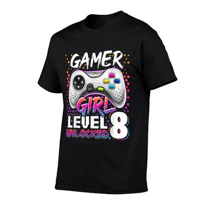 Gamer Girl Level 8 Unlocked Video Game 8th Birthday Gift  Vintage-inspired T-Shirt