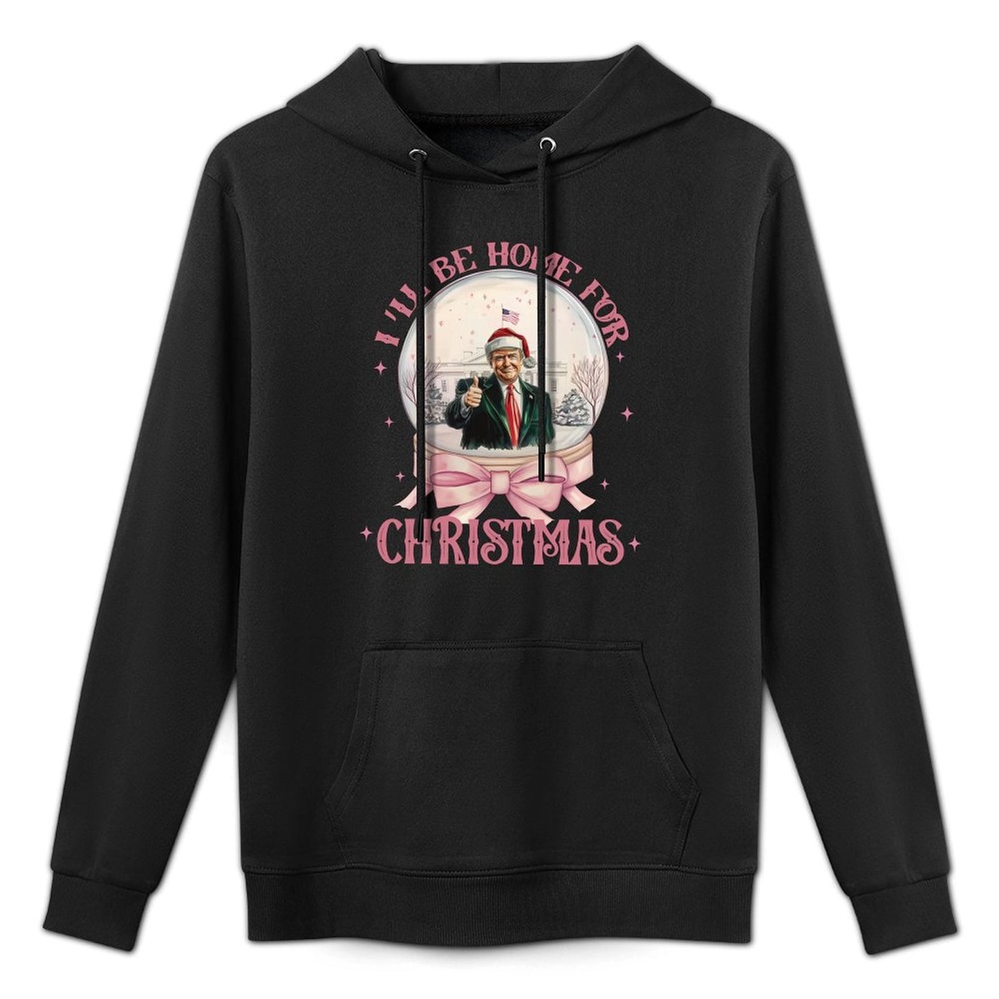 Funny Trump 2025 Ill Be Home Christmas Santa Xmas Pajamas Customizable Surface Hoodie