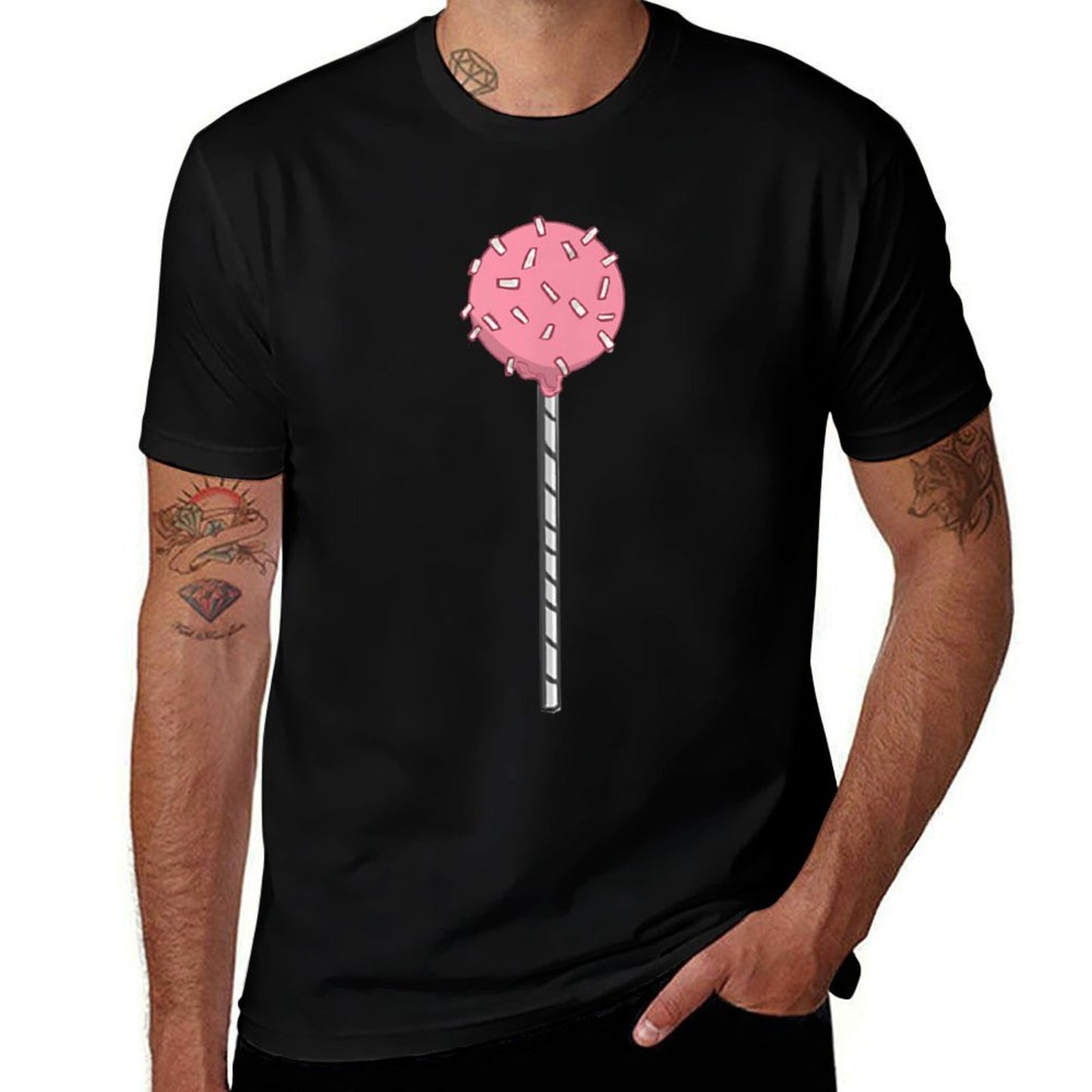 Cute Vintage Pink Cake Pop with Sprinkles Happy Birthday  Heathered Texture T-Shirt