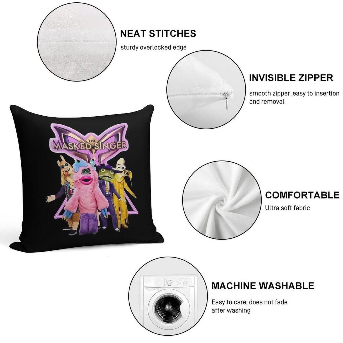 Awesome First Day The Masked Singer Merch Itv Masked Singer Awesome Since Soft Fade-Resistant Throw Pillow