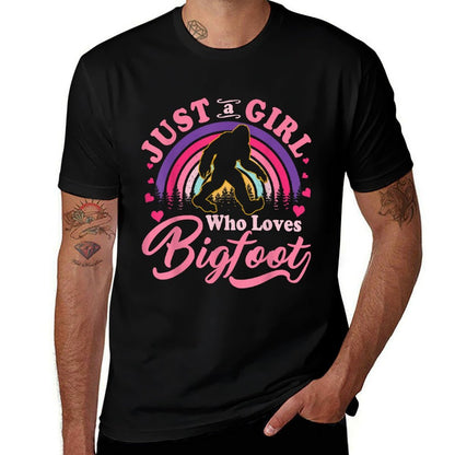 Just A Girl Who Loves Bigfoot Sasquatch Gifts Forn Girls  Wrinkle-resistant T-Shirt
