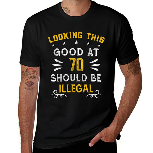 Looking This Good At 70 Years Old Gag Funny 70th Birthday  Lightweight T-Shirt