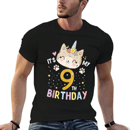 It’s My 9th Birthday Cute Unicorn Cat 9-Year-Old Girl  Odor-resistant T-Shirt