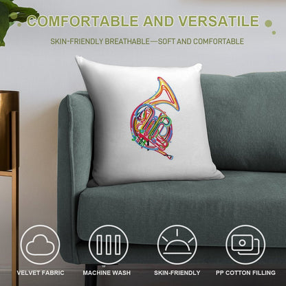 French Horn Soft Skin-Friendly Throw Pillow