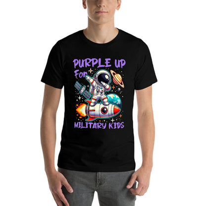 Purple Up for Military Kids Military Child Month Astronaut  Versatile T-Shirt