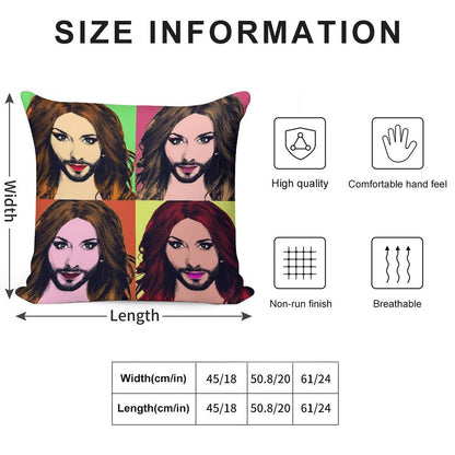 Conchita Wurst - Pop Art Soft Shrink-Resistant Throw Pillow