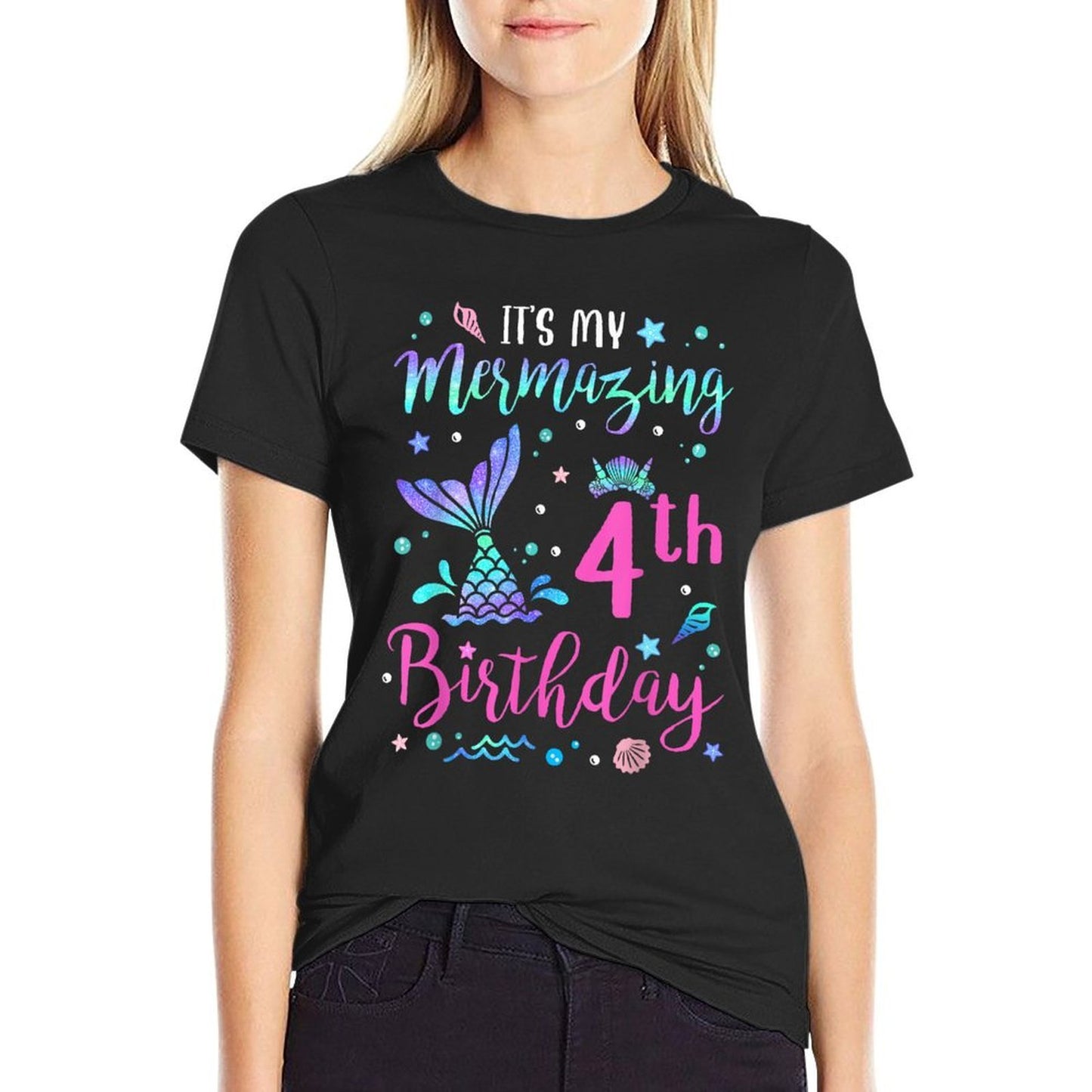 Its My Mermazing 4th Birthday Mermaid Girl Theme 4 Yrs Old  Odor-resistant T-Shirt