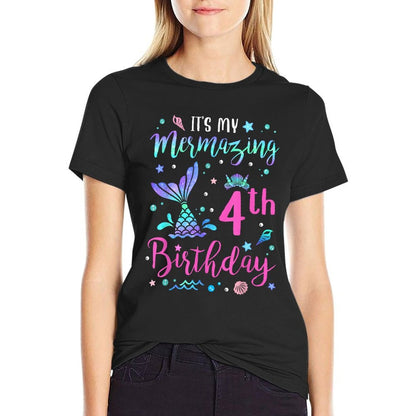 Its My Mermazing 4th Birthday Mermaid Girl Theme 4 Yrs Old  Odor-resistant T-Shirt
