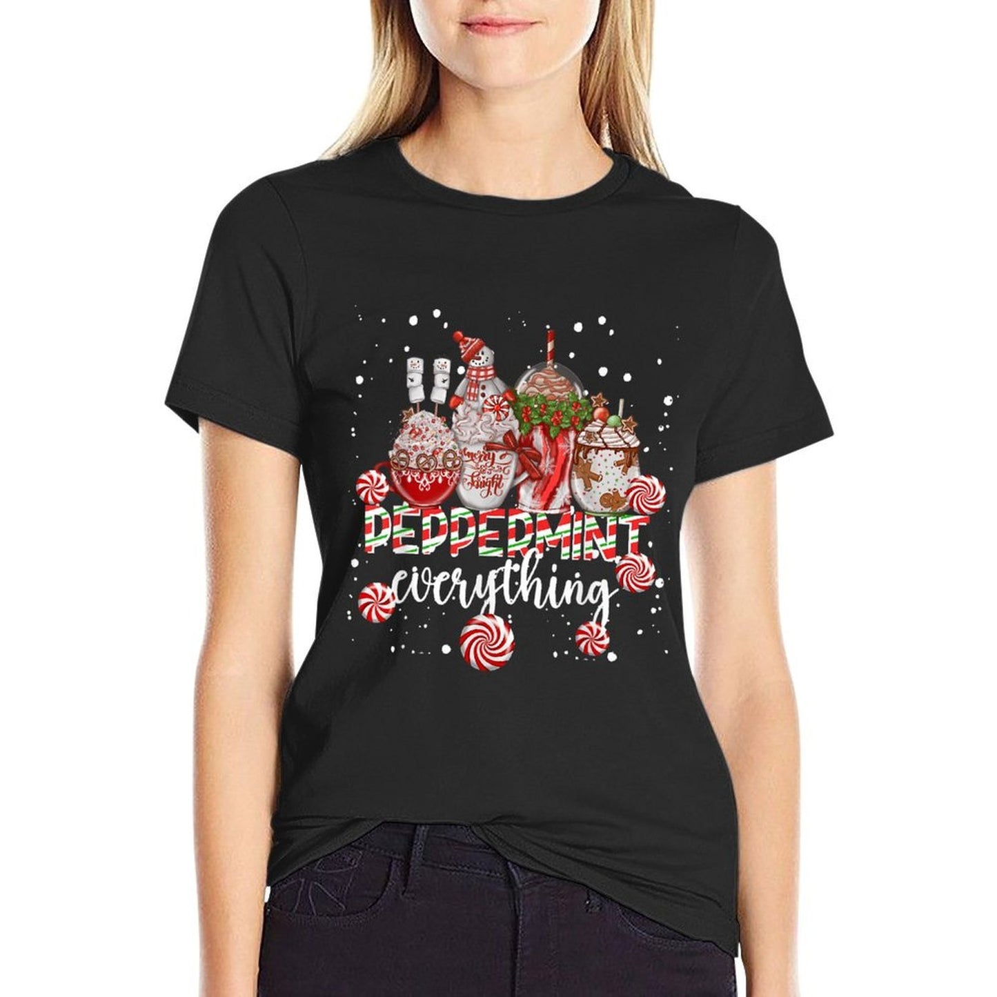 Christmas Peppermint Everything Coffee Chocolate Mocha Xmas  Heathered Texture T-Shirt
