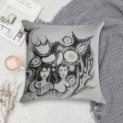 Spooky Girls Design Soft Washable Throw Pillow
