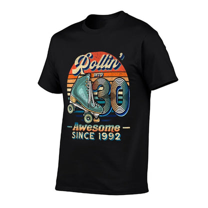 Rollin' Into 30 Awesome 1992 Roller Skating 30th Birthday  Relaxed-fit T-Shirt