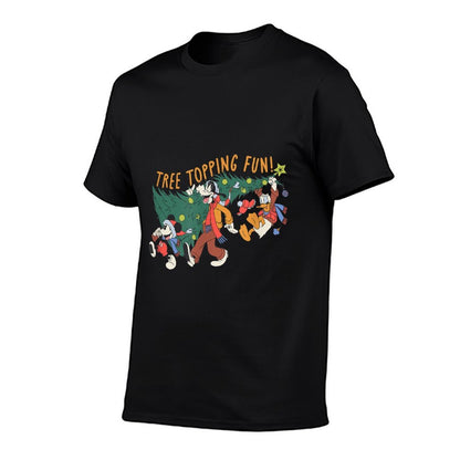 Amazon Essentials Mens Mickey Mouse Goofy And Donald Christmas Tree Topping Fun, Black Graphic Print, Small  Soft T-Shirt
