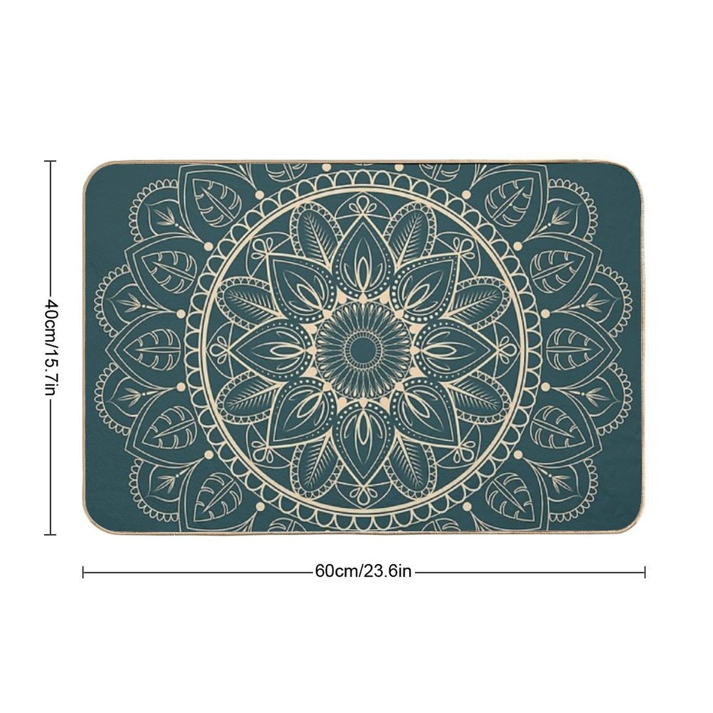 Petrol-Green And Yellow Mandala I  Dirt-Trapping Bath Mat