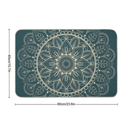 Petrol-Green And Yellow Mandala I  Dirt-Trapping Bath Mat