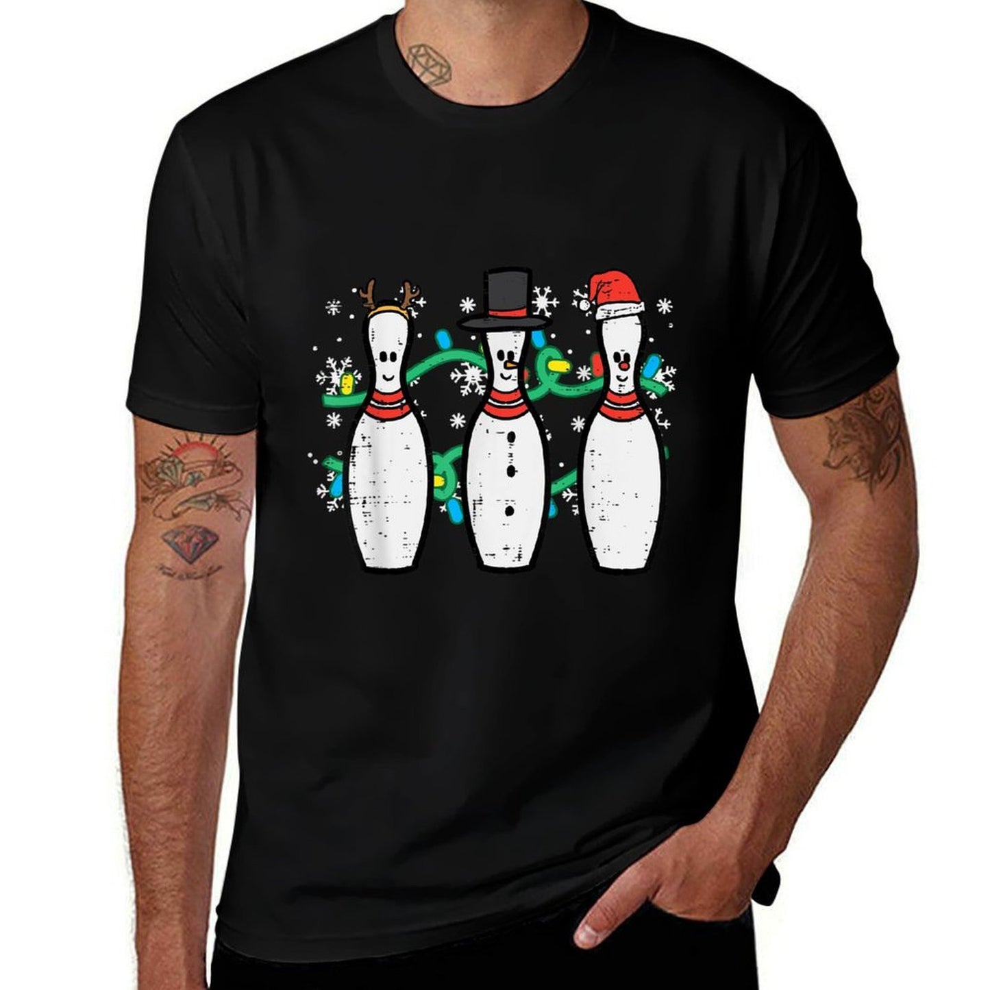 Christmas Bowling Funny Xmas Sports Bowler Men Women Kids  Relaxed-fit T-Shirt