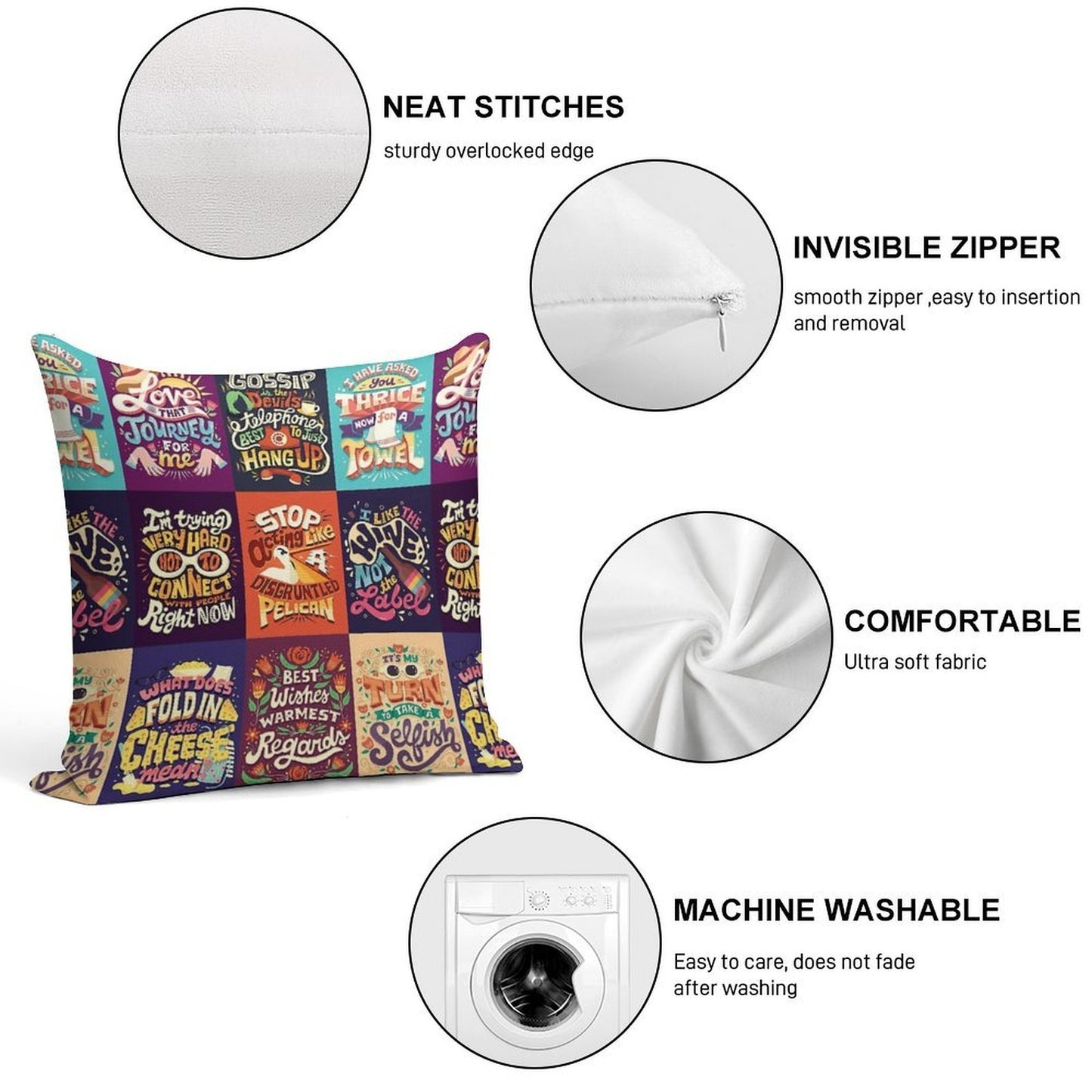 SC Collage Soft High-Density Material Throw Pillow