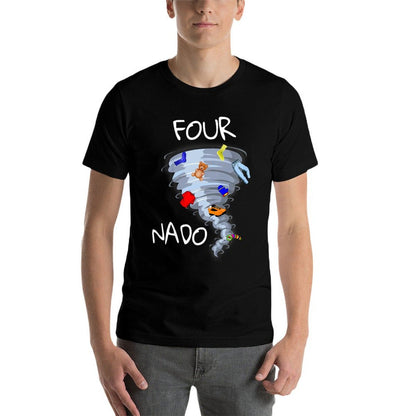 Kids Four Nado Tshirt 4 Year Old Birthday Boy T  Rolled Sleeves T-Shirt