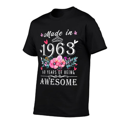 Floral 60th Birthdays for Women, Made In 1963 Birthday  Lightweight T-Shirt