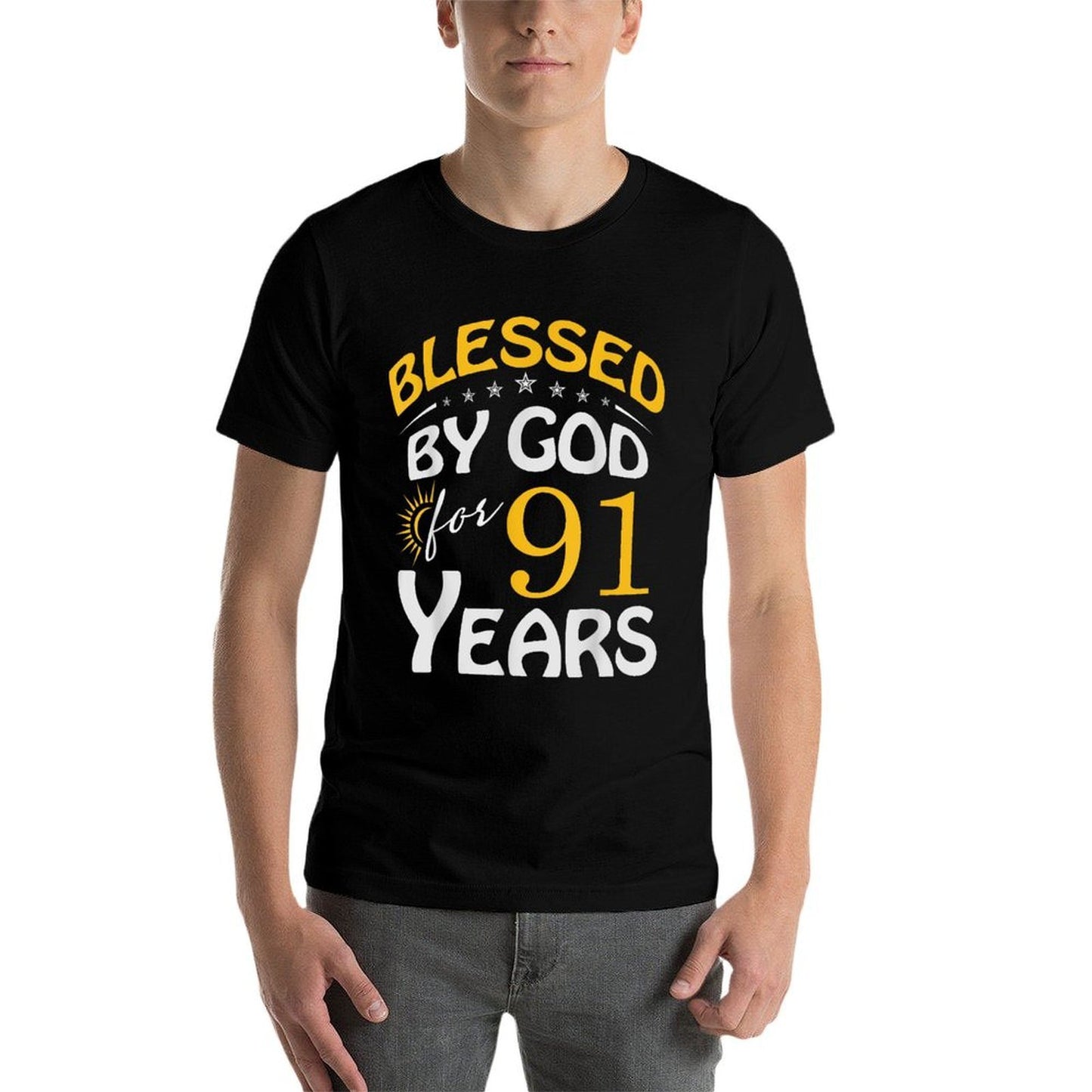 Vintage Blessed by God For 91 Years Old Happy 91st Birthday  Breathable T-Shirt