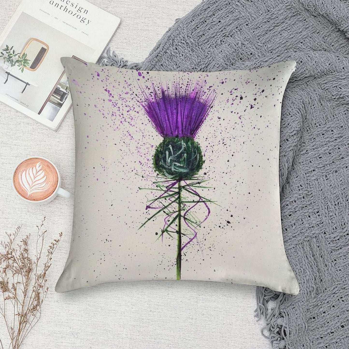 Purple Thistle Elegant Style Soft Ultra-Soft Texture Throw Pillow