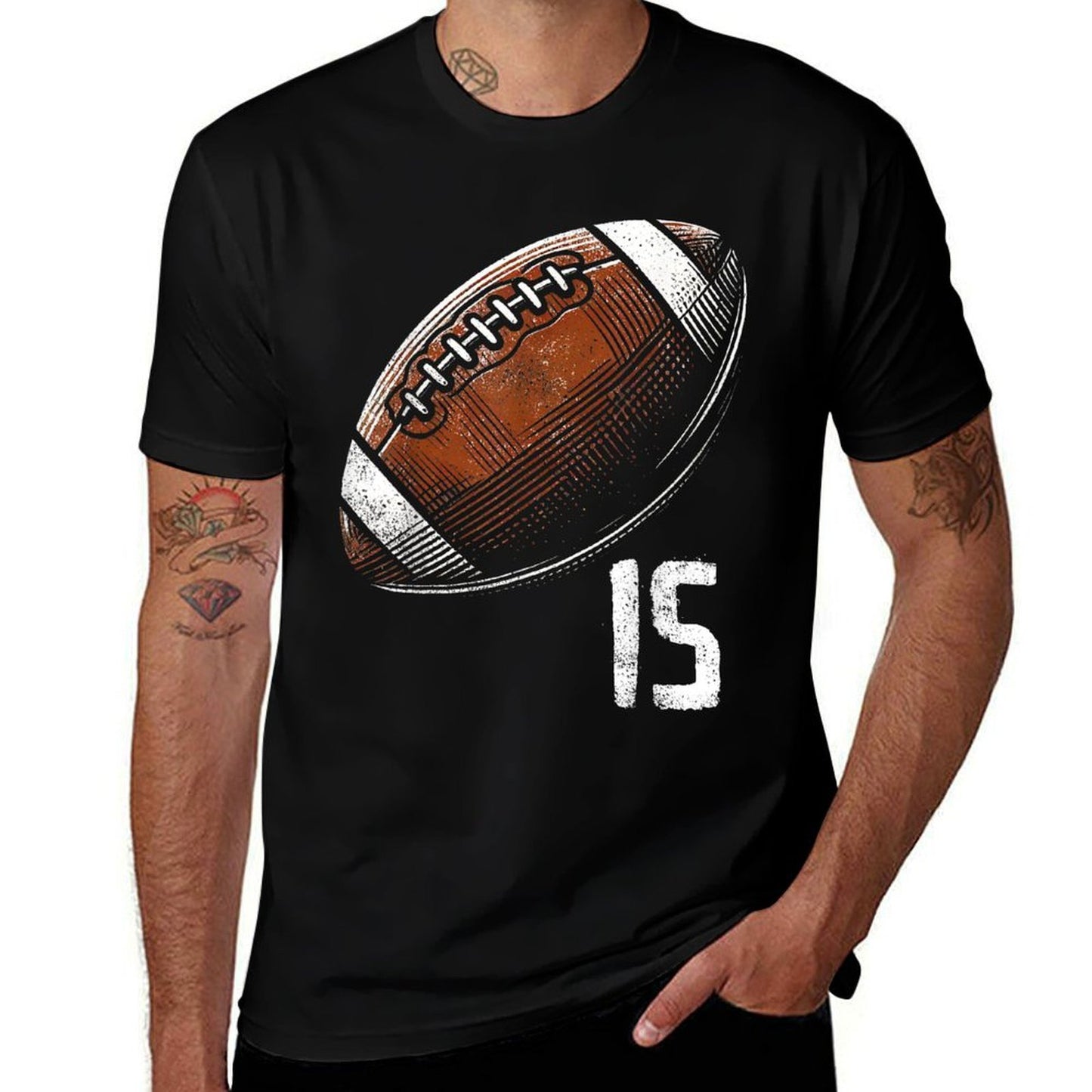 Football Jersey Number 15 Vintage 15th Birthday 15 Years Old  Cotton T-Shirt