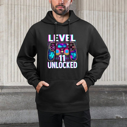 Level 11 Unlocked Funny Video Gamer Geek 11th Birthday Unisex Design Hoodie