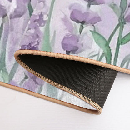 Tender Watercolor Lavender Flowers  Fade-Resistant Bath Mat