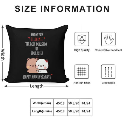 Happy Anniversary from DuDu Bear And BuBu Panda Soft Skin-Friendly Throw Pillow